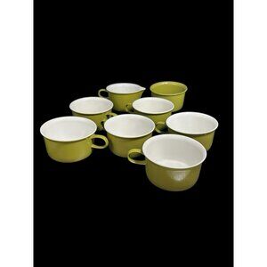 VTG Allied Chemical Briard Attributed Melamine Avocado Mugs Sugar Creamer Set